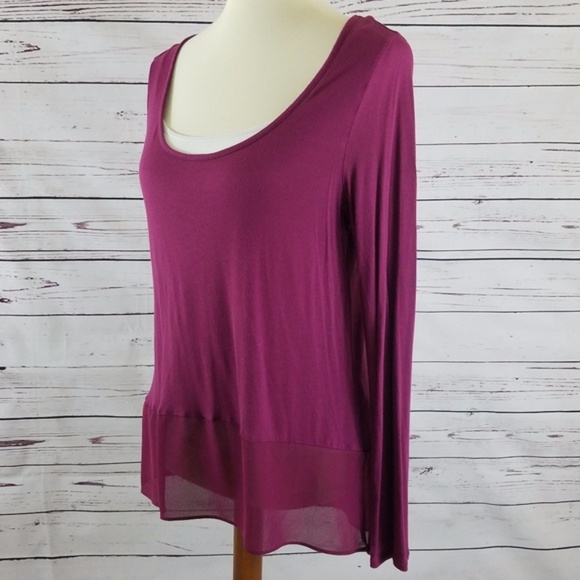 Guess Tops - SOLD Guess Long Sleeve Top Sheer Bottom Sz M